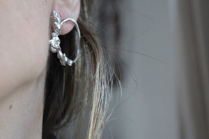Sterling silver organic earrings, Oval stud earrings, Big botanical earrings, Unique seed earrings