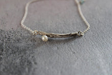 Load image into Gallery viewer, Silver twig and pearl bracelet , Chain sterling silver bracelet,   Wedding bracelet