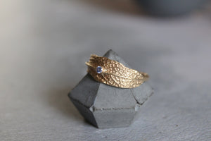 14k solid gold topaz leaf ring , Alternative engagement ring,  Leaf Wedding ring ,Gift for girlfriend