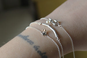 Silver organic bracelet , Seed bracelet , Delicate chain bracelet , Friendship gift