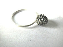 Load image into Gallery viewer, Sterling silver pine cone ring , Siver Stacking ring, Woodland Jewelry, Nature rings