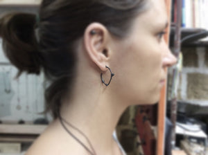Oxidized silver twig hoop earrings, Branch hoops, Minimal hoop earrings, Gift for friend