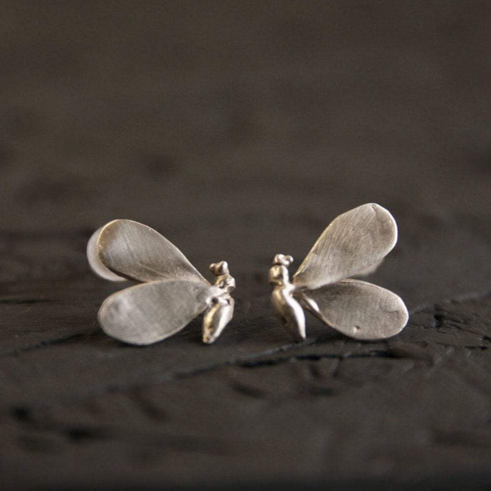 Bee stud earrings, Sterling silver Insect earring, Animal jewelry, Gift for friend