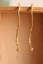 Load image into Gallery viewer, Gold plated branch earrings, Long nature earrings, Wedding jewelry