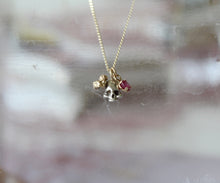Load image into Gallery viewer, Sugar skull necklace with 9k solid gold chain