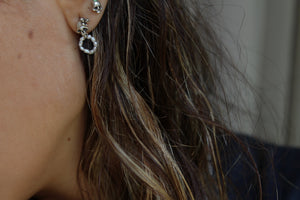 Sugar skull and pearl stud earrings in Sterling Silver