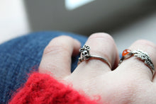 Load image into Gallery viewer, Sterling silver sugar skull ring, Gothic ring, Tiny skull ring