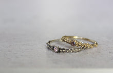 Load image into Gallery viewer, 14k solid gold dot ring with pink zirconia