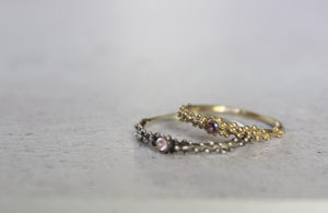 14k solid gold dot ring with pink zirconia