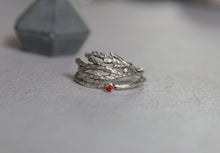 Load image into Gallery viewer, Gemstone cedar leaf ring in Sterling silver