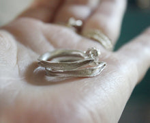Load image into Gallery viewer, Organic sterling silver hoop earrings , Everyday hoop earrings