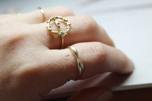 9k gold thin curved ring , Minimalist gold ring