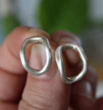 Load image into Gallery viewer, Open oval stud earrings, Sterling silver minimal earrings