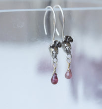 Load image into Gallery viewer, Sterling silver sugar skull earrings with pink tourmaline