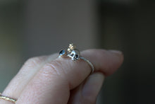 Load image into Gallery viewer, London blue topaz ring, Sugar skull ring, 14K gold ring