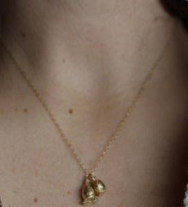 9k solid gold poppy pod necklace, Poppy Pendant, Botanical Necklace