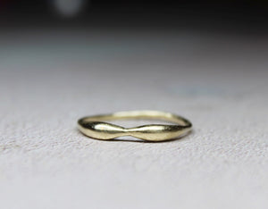 9k gold thin curved ring , Minimalist gold ring