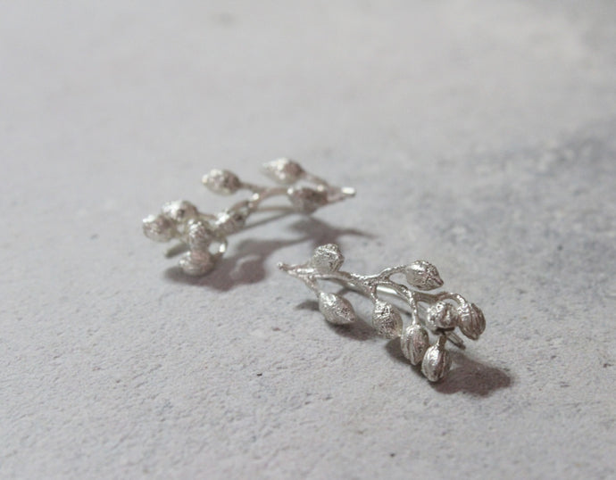 Ear climber earrings, Organic ear climbers, Sterling silver earrings