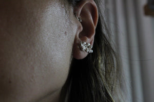 Ear climber earrings, Organic ear climbers, Sterling silver earrings