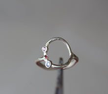 Load image into Gallery viewer, Open oval sterling silver ring with zircon