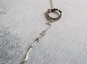 Lariat necklace, Sterling silver Y necklace