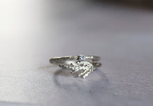 Load image into Gallery viewer, Sterling silver juniper leaf ring with lavender cubic zirconia 2mm
