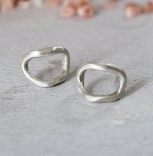 Load image into Gallery viewer, Open oval stud earrings, Sterling silver minimal earrings