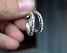 Load image into Gallery viewer, Sterling silver and pearl hoop earrings, Unique hoop earrings for her