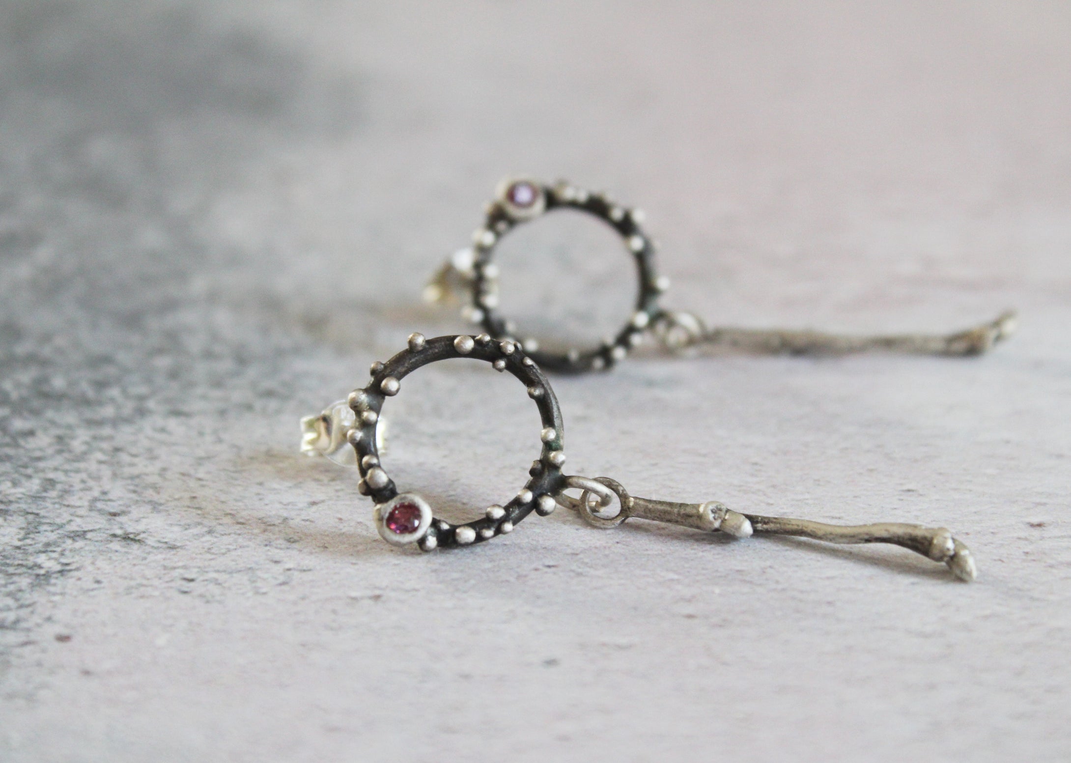 open circle dot earrings