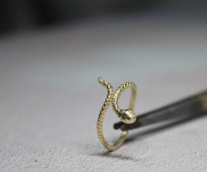 9k solid gold snake ring, Dainty gold ring, Wrap adjustable ring , Animal jewelry, Gift for her