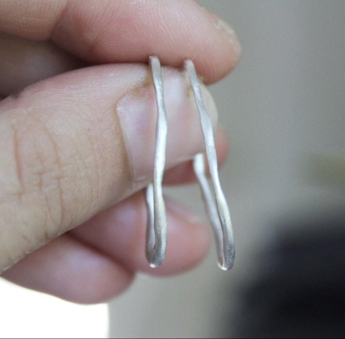 Sterling silver organic hoop earrings, Minimalist jewelry