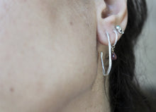 Load image into Gallery viewer, Sterling silver organic hoop earrings, Minimalist jewelry