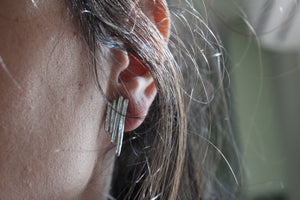 Mismatched sterling silver stud earrings, Minimal everyday earrings