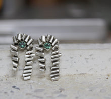 Load image into Gallery viewer, Green tourmaline earrings, Sterling silver stud earrings