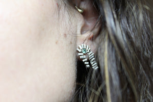 Green tourmaline earrings, Sterling silver stud earrings