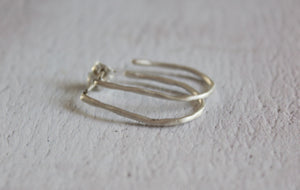 Sterling silver organic hoop earrings, Minimalist jewelry