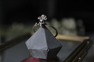 Sterling silver sugar skull ring, Gothic ring, Tiny skull ring